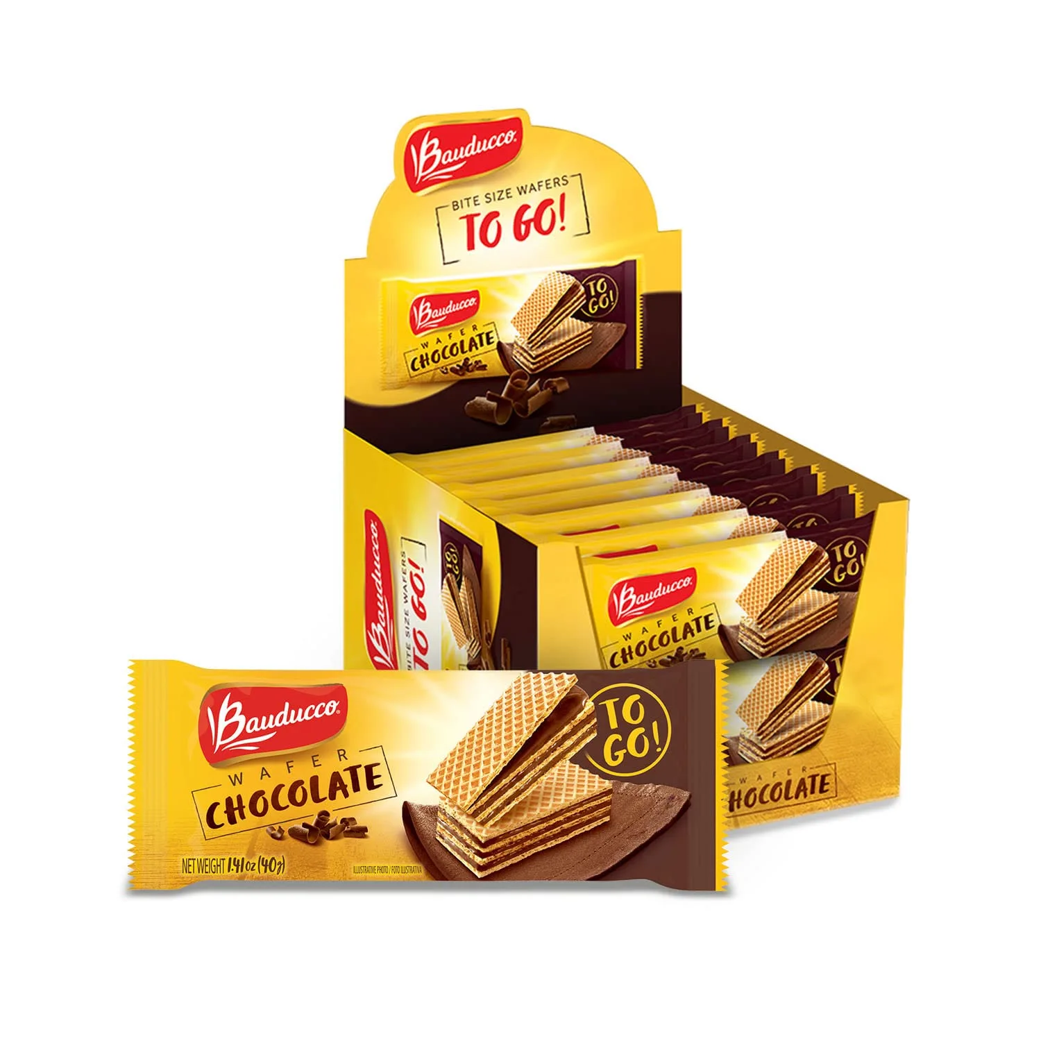 Bauducco Mini Crispy Wafer Cookies, Single Serve, Chocolate, 1.41 oz., Box of 12