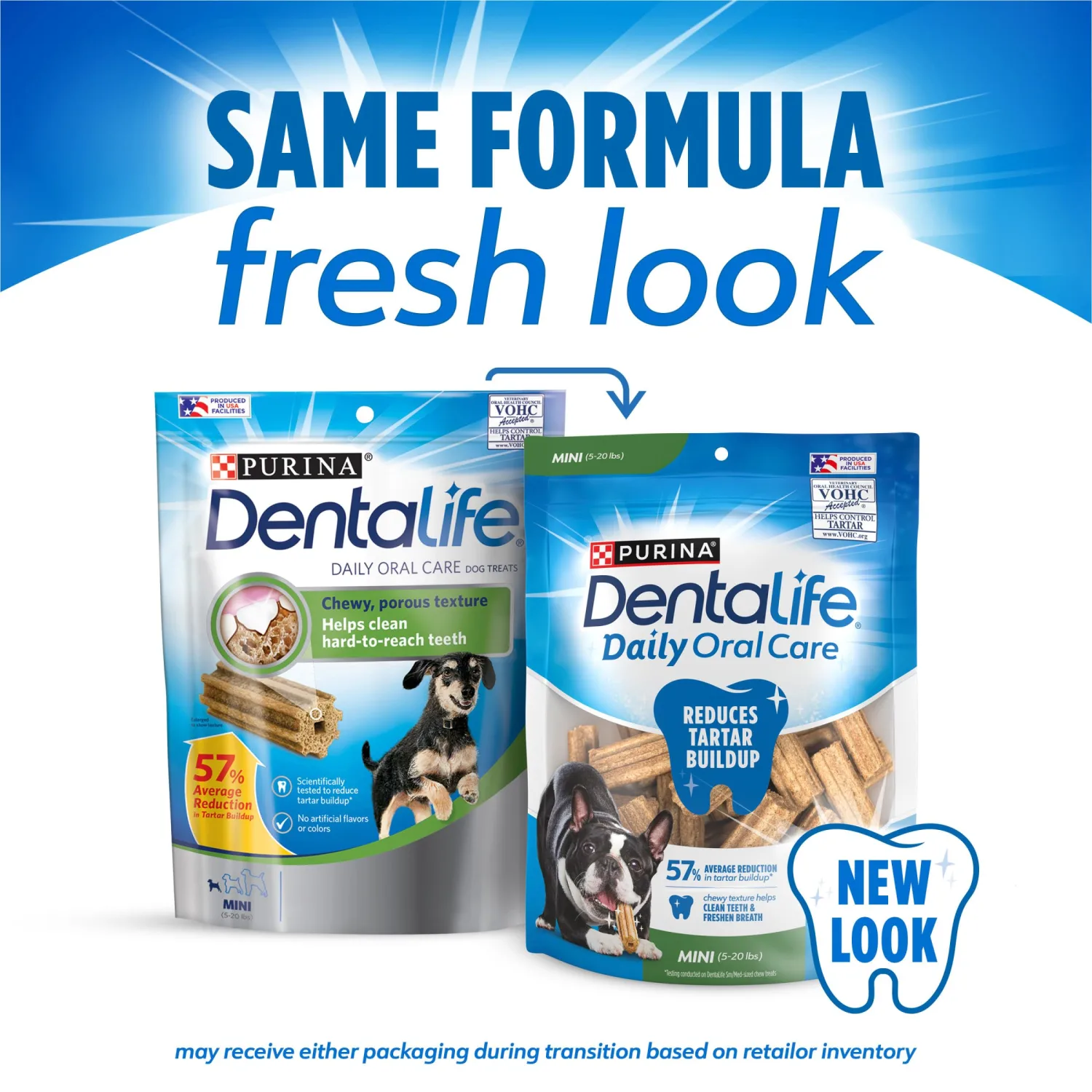 Purina DentaLife Made in USA Facilities Toy Breed Dog Dental Chews, Daily Mini - 58 ct. Pouch
