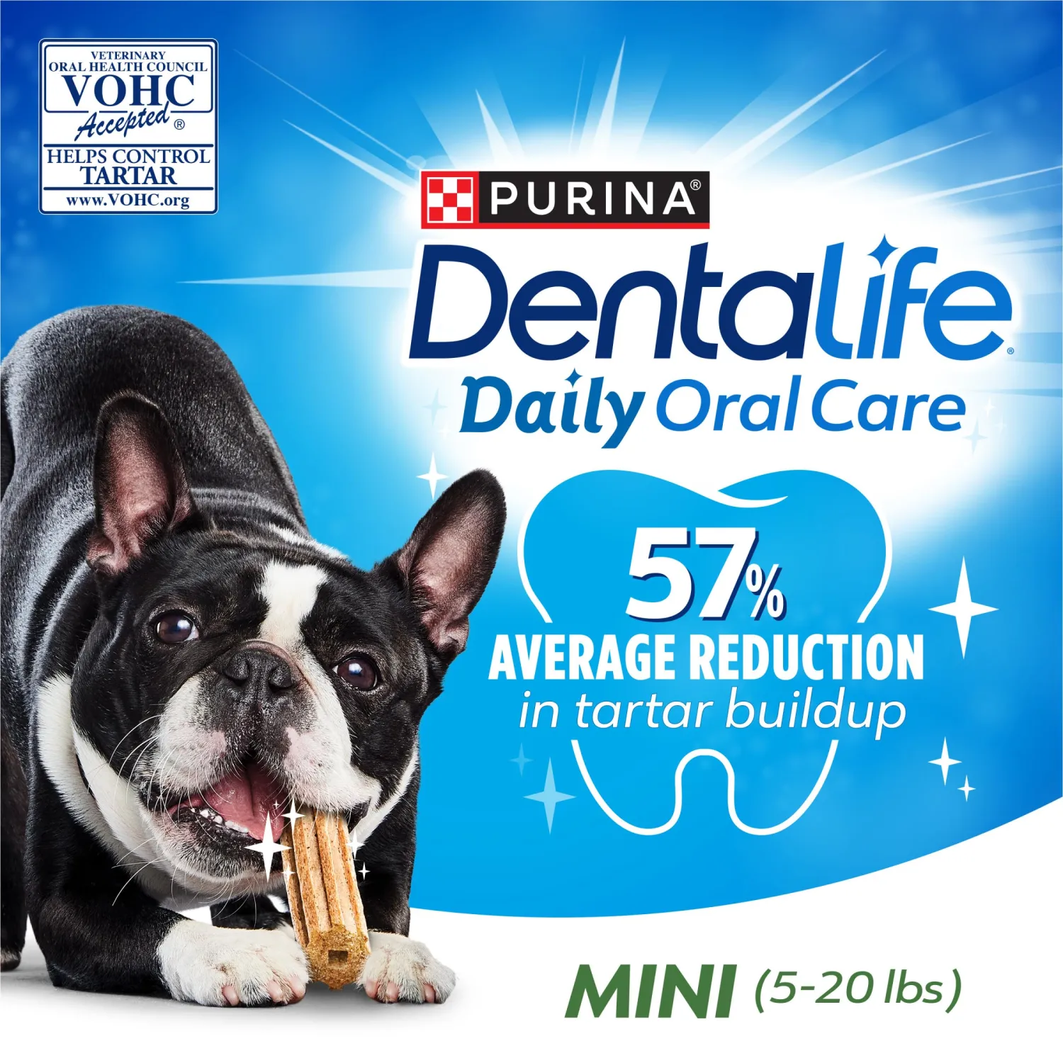 Purina DentaLife Made in USA Facilities Toy Breed Dog Dental Chews, Daily Mini - 58 ct. Pouch