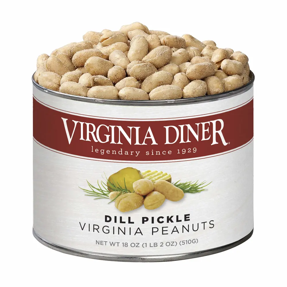 Virginia Diner Dill Pickle Virginia Peanuts - Gourmet Pickled Peanuts Non-GMO, Preservative Free from Virginia Since 1929-18 Oz Can