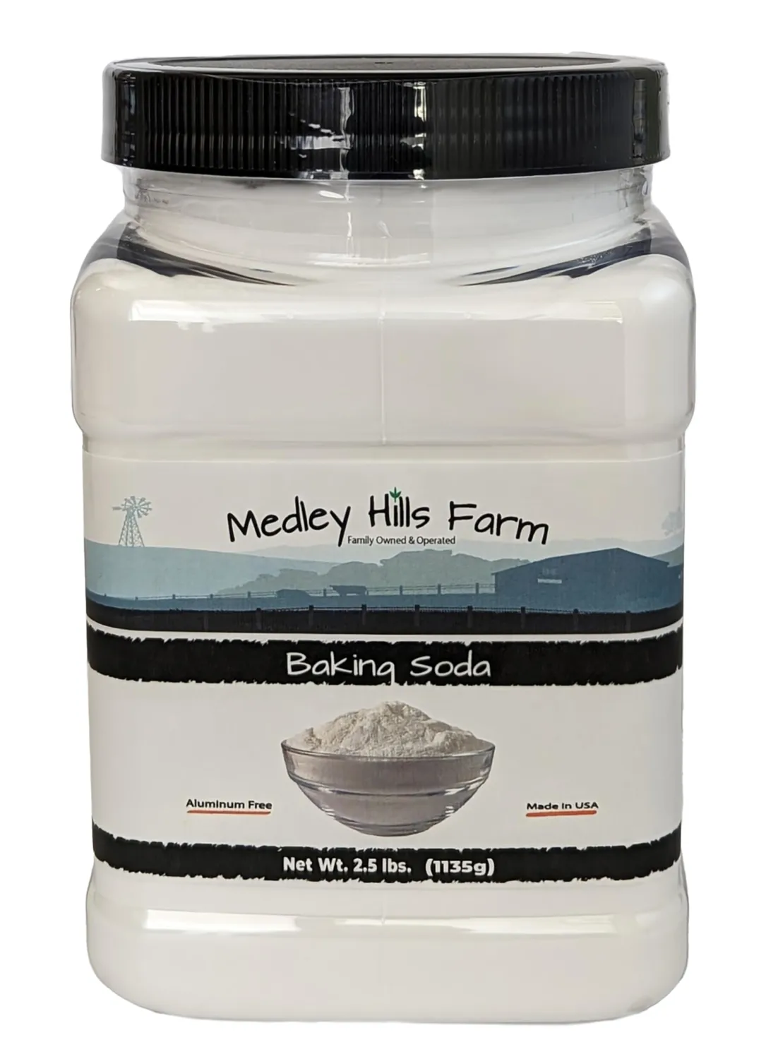 Baking Soda Aluminum Free By Medley Hills Farm 2.5 Lbs. in Reusable Container - Gluten-Free All Purpose Baking Soda for Cooking, Baking & Cleaning - Made in USA