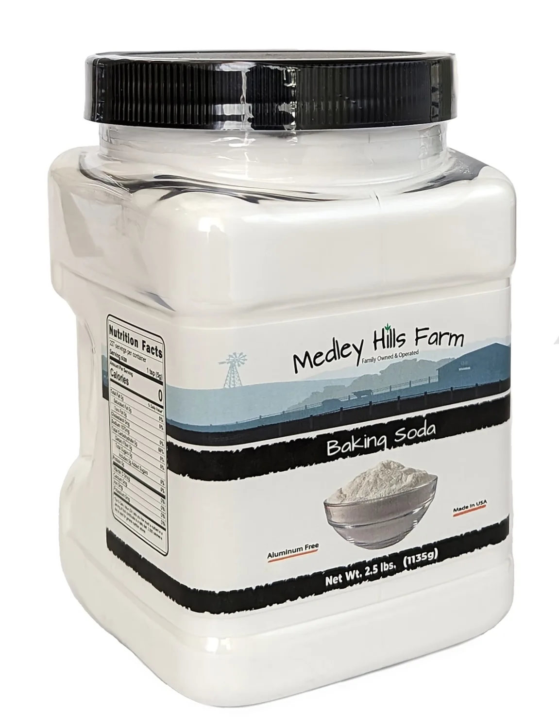 Baking Soda Aluminum Free By Medley Hills Farm 2.5 Lbs. in Reusable Container - Gluten-Free All Purpose Baking Soda for Cooking, Baking & Cleaning - Made in USA