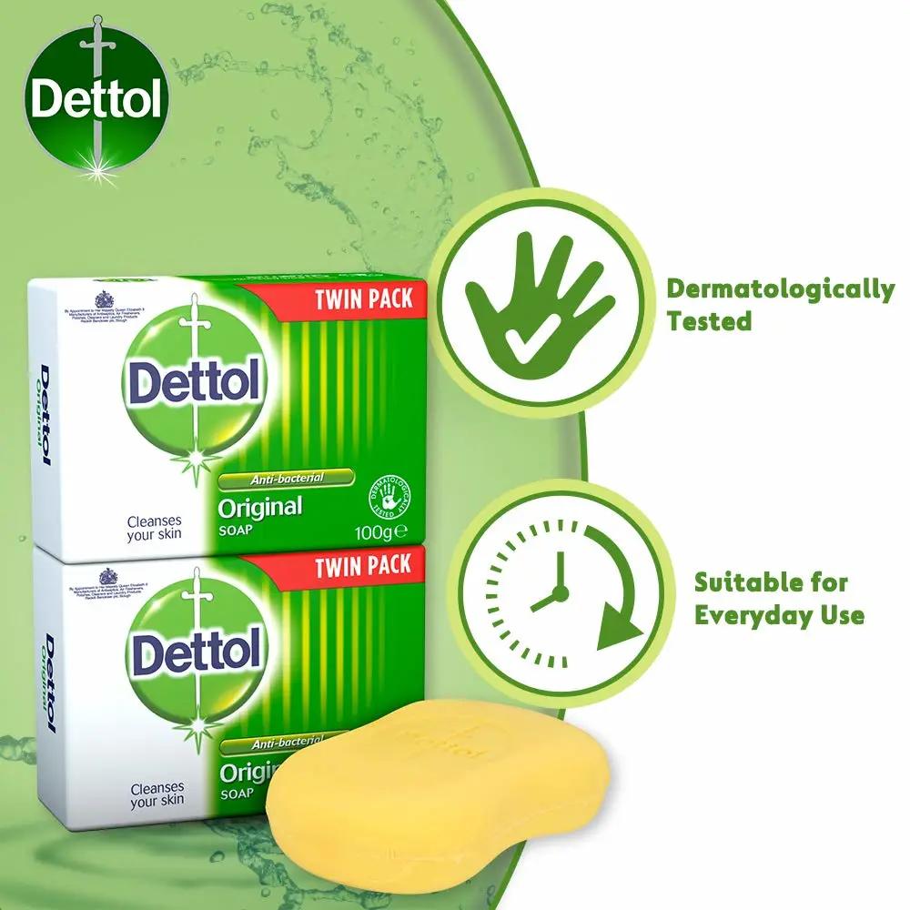 Dettol Anti Bacterial Original Soap 100g Twin Pack Dermatologically Tested