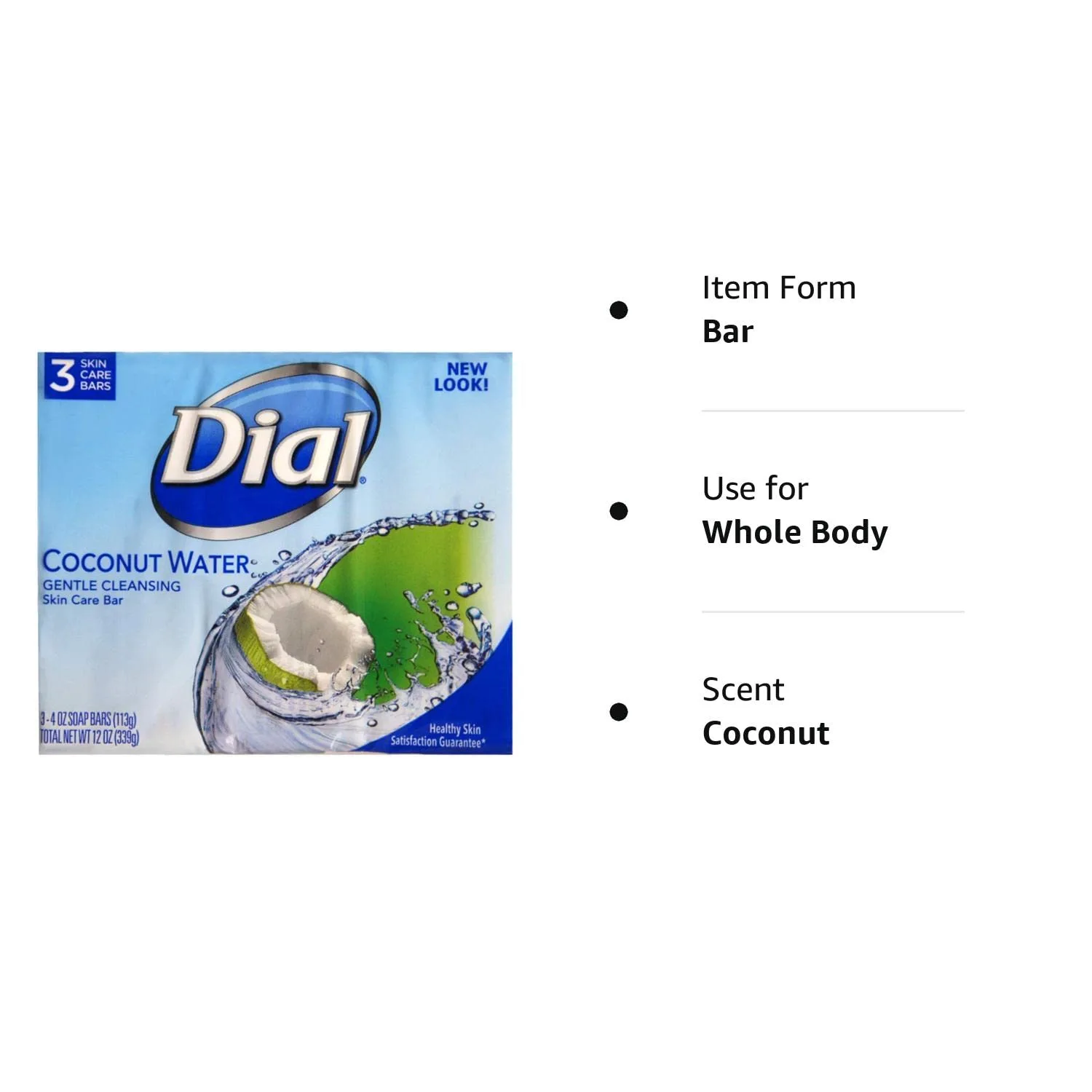 Dial Glycerin Soap Bars Coconut Water & Bamboo Leaf Extract, 4 oz bars, 3 ea (Pack of 2)