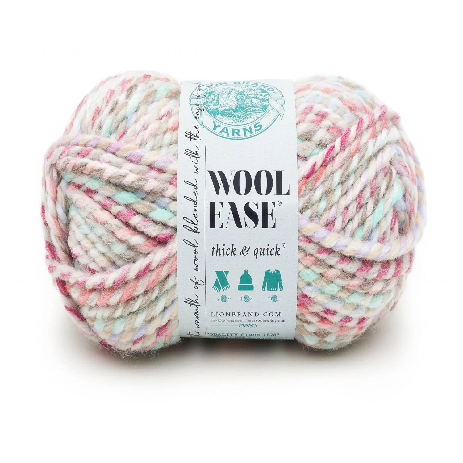 Lion Brand Yarn Wool-Ease Thick & Quick Yarn, Soft and Bulky Yarn for Knitting, Crocheting, and Crafting, 1 Skein, Carousel