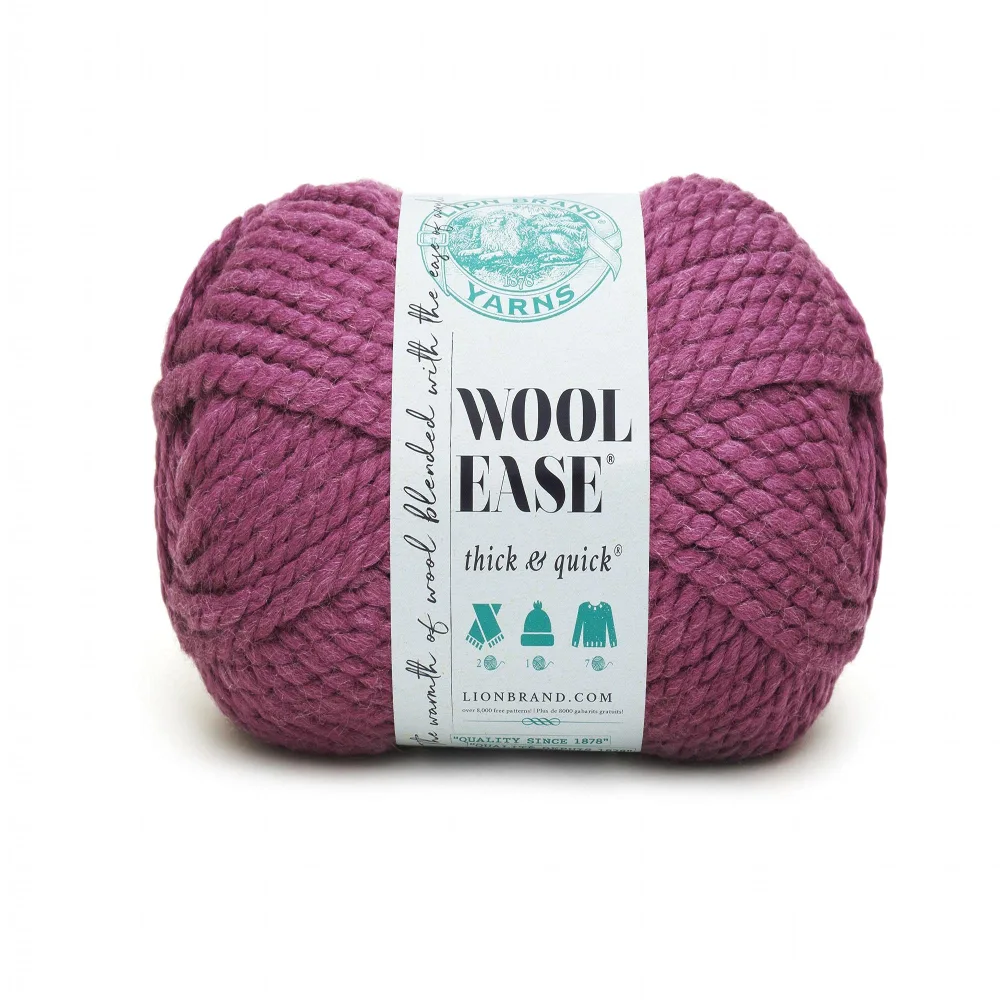 Lion Brand Yarn Wool-Ease Thick & Quick Yarn, Soft and Bulky Yarn for Knitting, Crocheting, and Crafting, 1 Skein, Fig