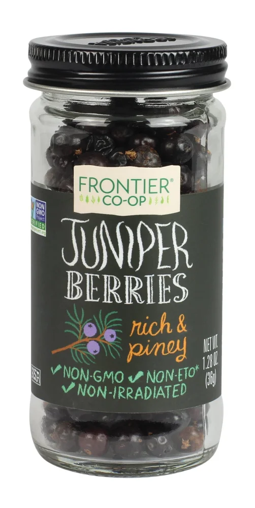 Frontier Co-op Whole Juniper Berries, 1.28 Ounce Bottle, Rich and Piney for Soups, Marinades, Pickling and Sauerkraut