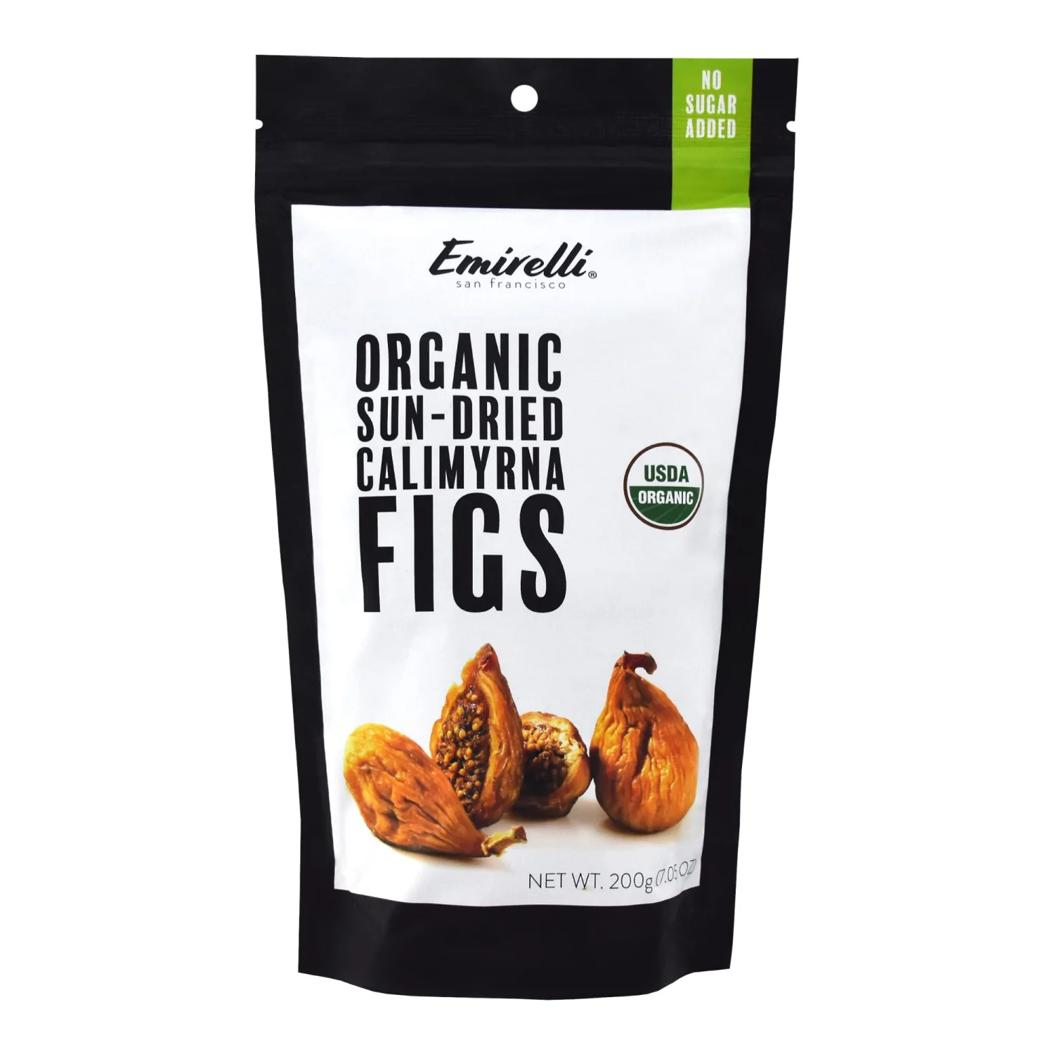 Emirelli Organic Calimyrna Figs, Vegan and Natural, Gluten Free Snacks, No Sugar Added and Non GMO, 7.05 OZ (200g) (Pack of 1)