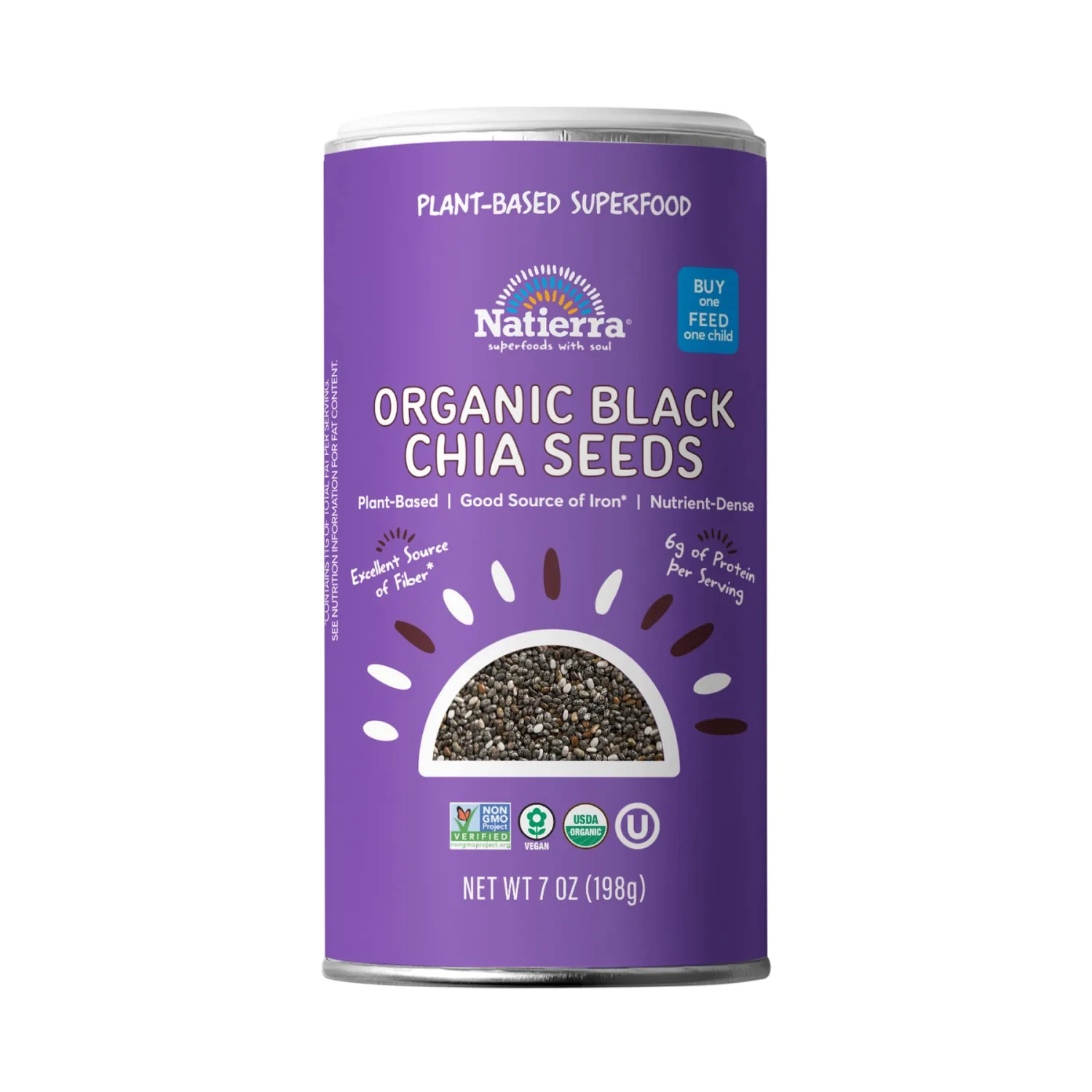 NATIERRA Himalania Organic Black Chia Seeds Shaker | Non-GMO & Vegan | 7 Ounce