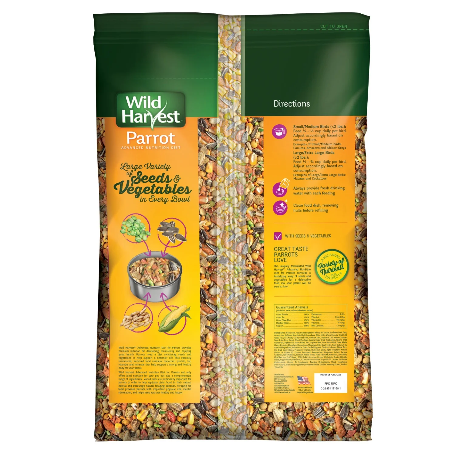 Wild Harvest Advanced Nutrition Parrot 8 Pound Bag,White