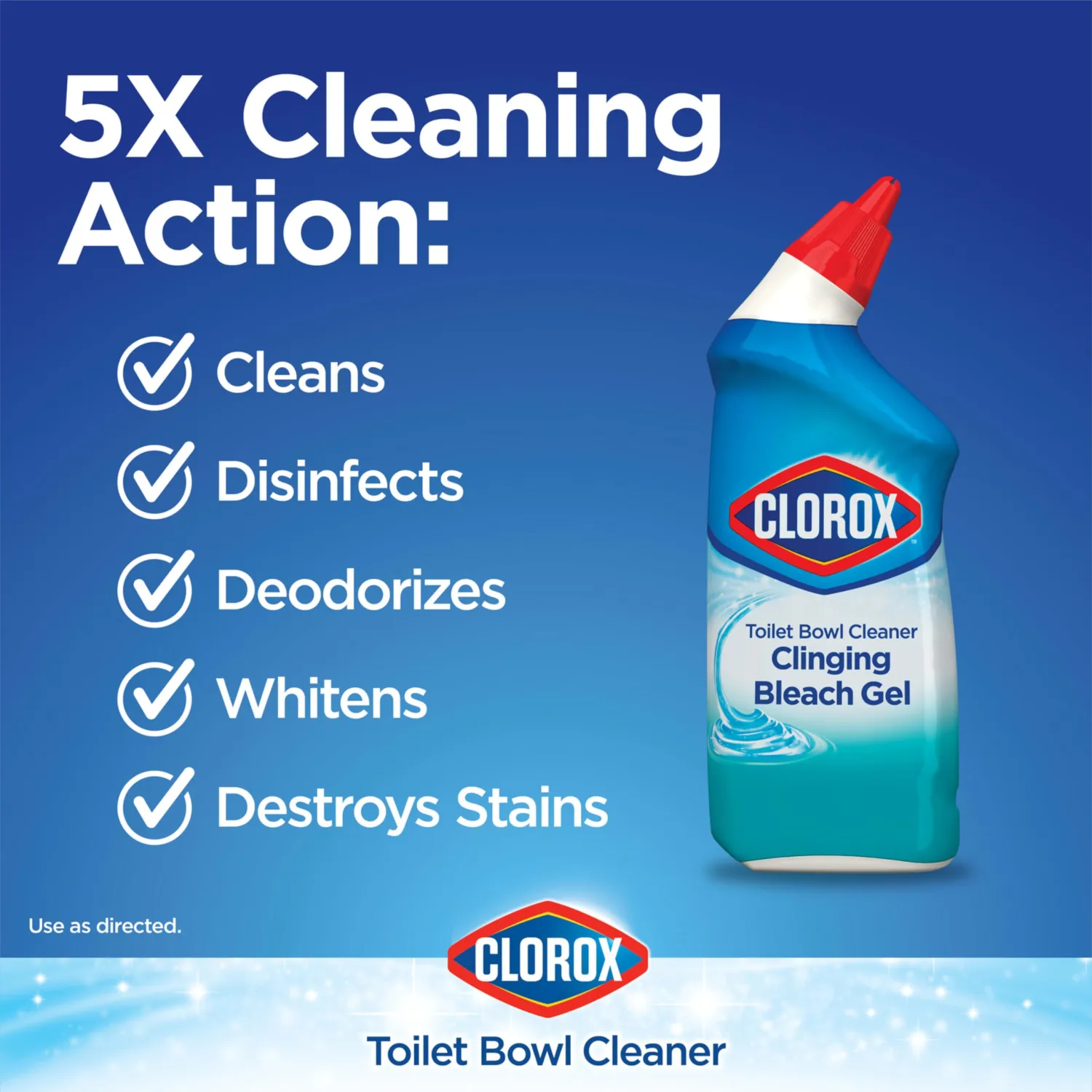 Clorox Toilet Bowl Cleaner, Clinging Bleach Gel, Ocean Mist - 24 Ounces (Package May Vary)