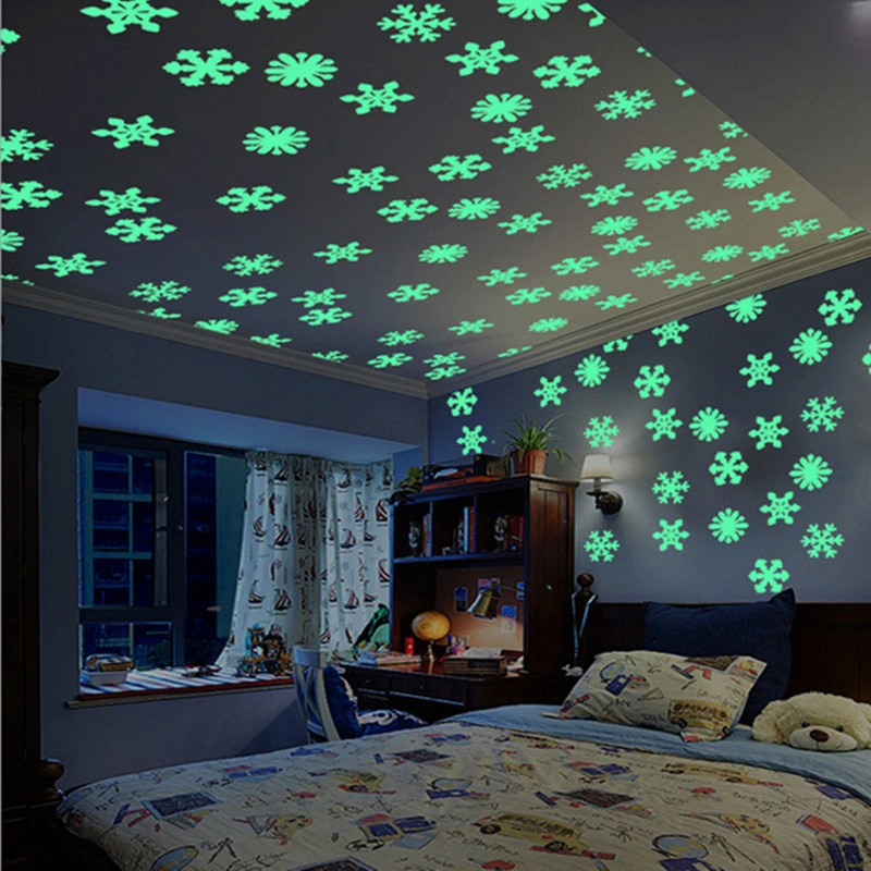 Snowflake Luminous Stickers Bedroom Living Room Christmas Snowflake Fluorescent Sticker