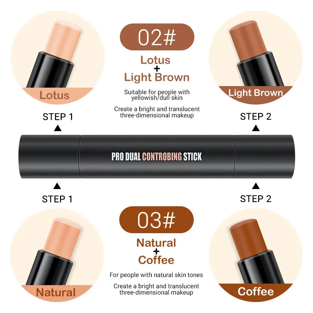 evpct 4 Colors Contour Stick Makeup Set Concealer Stick Cream Contouring Palette Makeup Kit for Beginners Nose Bronzer Sticks Liquid Contour Face Highlighter Makeup 02+03
