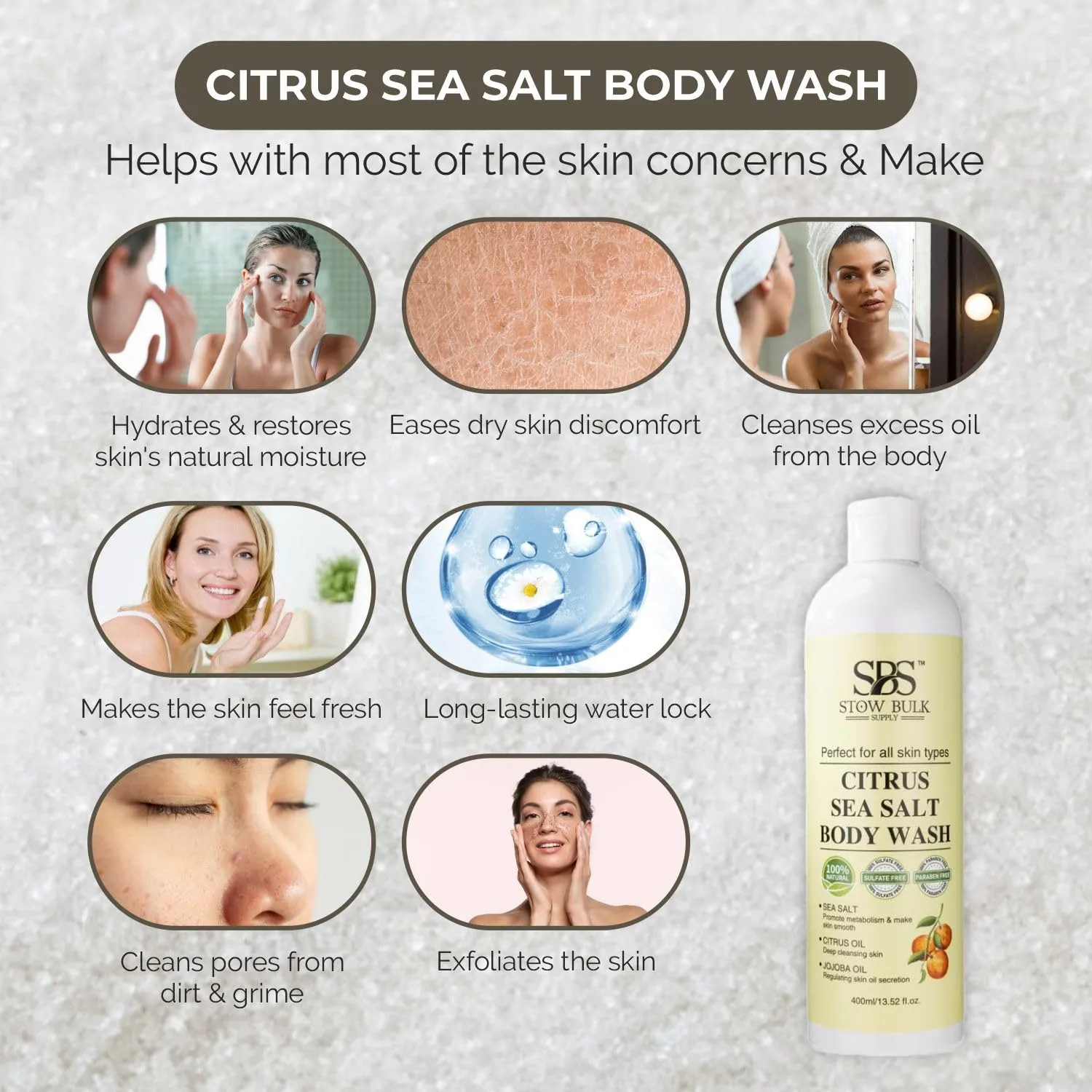 Stow bulk Citrus sea salt body wash 13.5 Fl oz