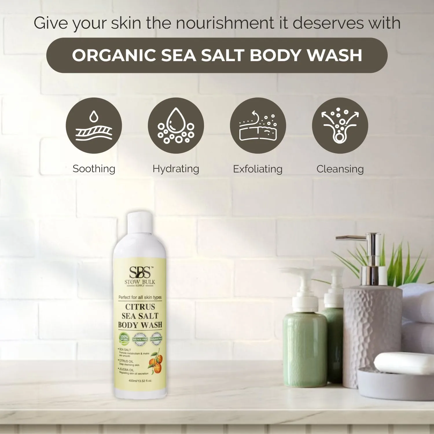 Stow bulk Citrus sea salt body wash 13.5 Fl oz