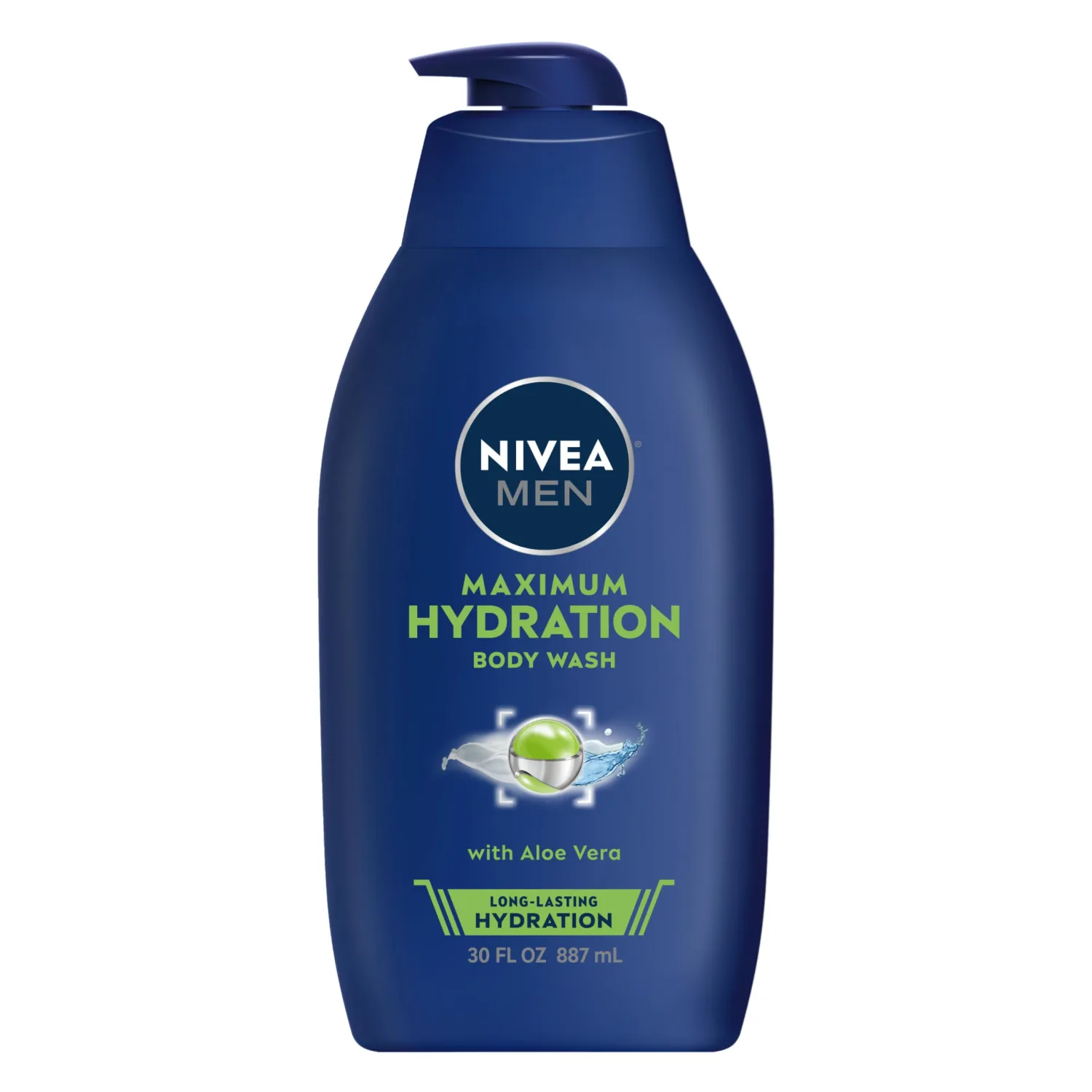 Nivea Men Maximum Hydration Body Wash, Aloe Vera Body Wash for Dry Skin, 30 Fl Oz Pump Bottle