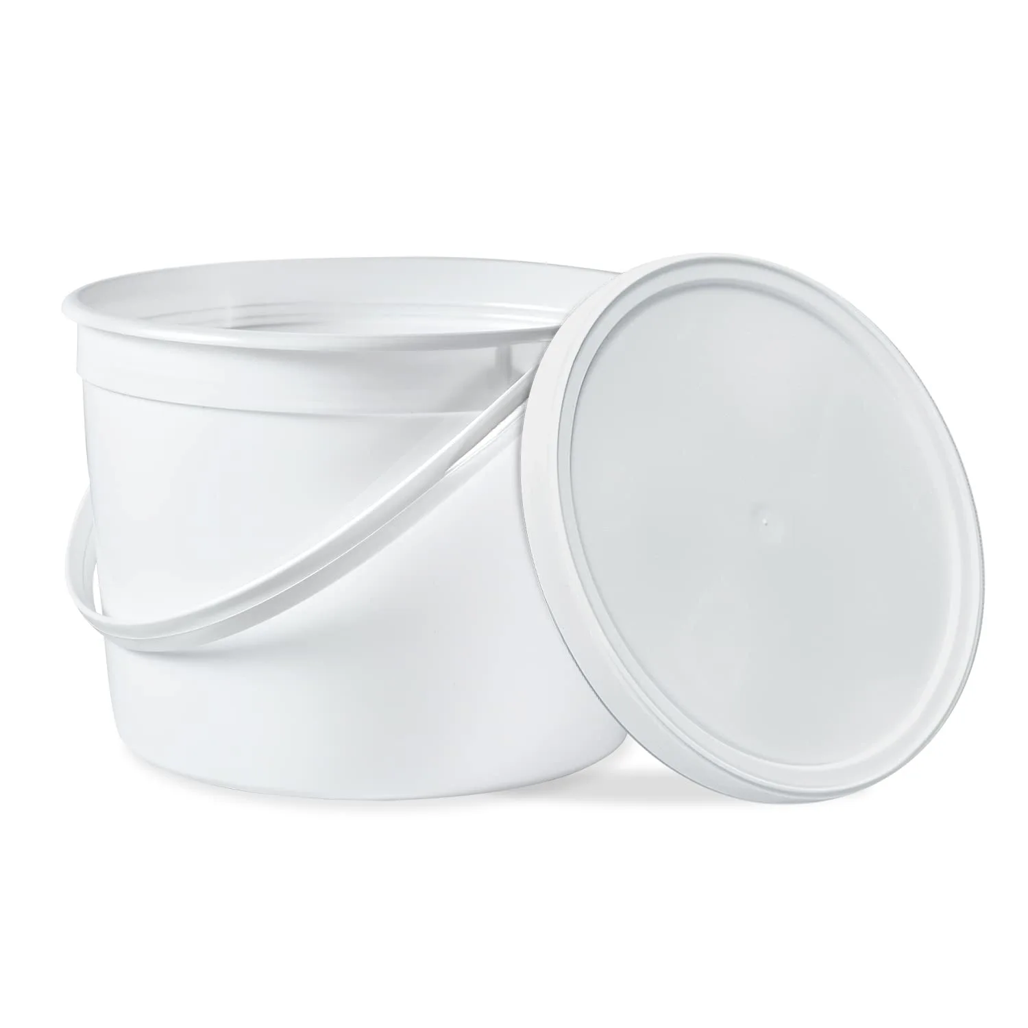 ePackageSupply 1 Gallon Food Safe Freezer Safe Round Plastic Bucket with Lids - White - 45 Pack of Buckets with Lids - Ice cream storage container for ice cream, soup, prep containers - BPA free