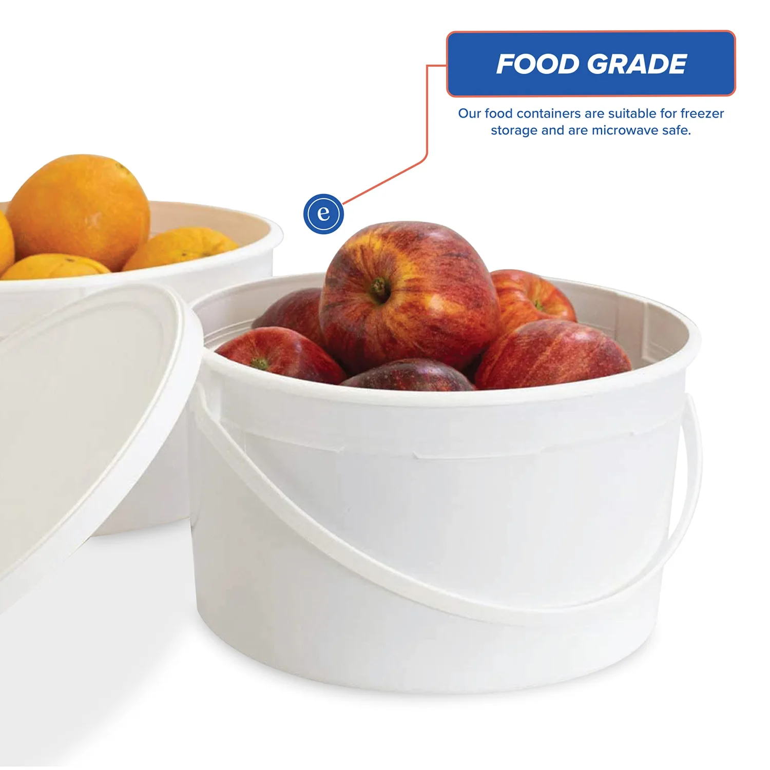 ePackageSupply 1 Gallon Food Safe Freezer Safe Round Plastic Bucket with Lids - White - 45 Pack of Buckets with Lids - Ice cream storage container for ice cream, soup, prep containers - BPA free