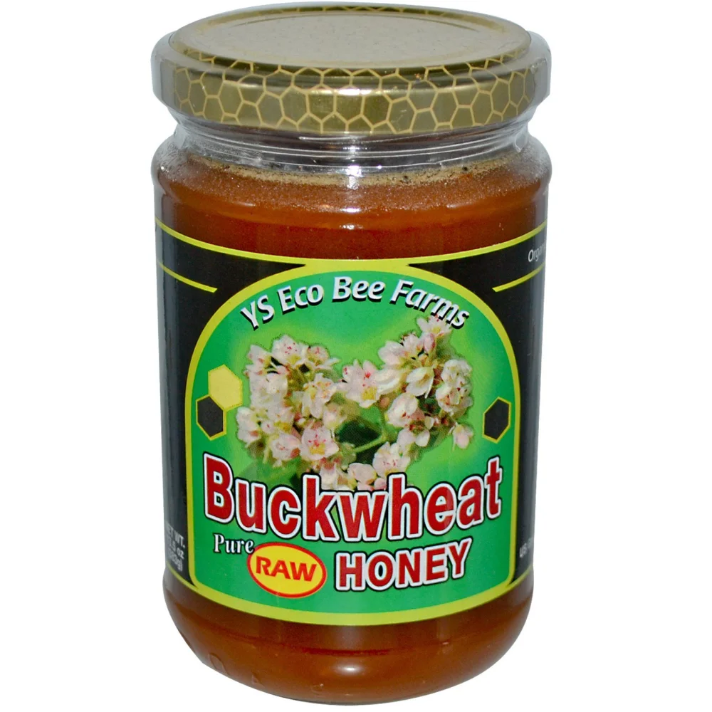 YS Eco Bee Farms Buckwheat Pure Raw Honey - 13.5 fl oz Each (Pack of 2 Jars)