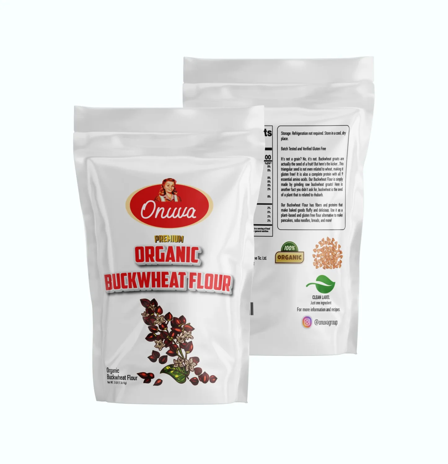 Onuva's Buckwheat flour 3lb(1.36 kg),Gluten Free,Vegan