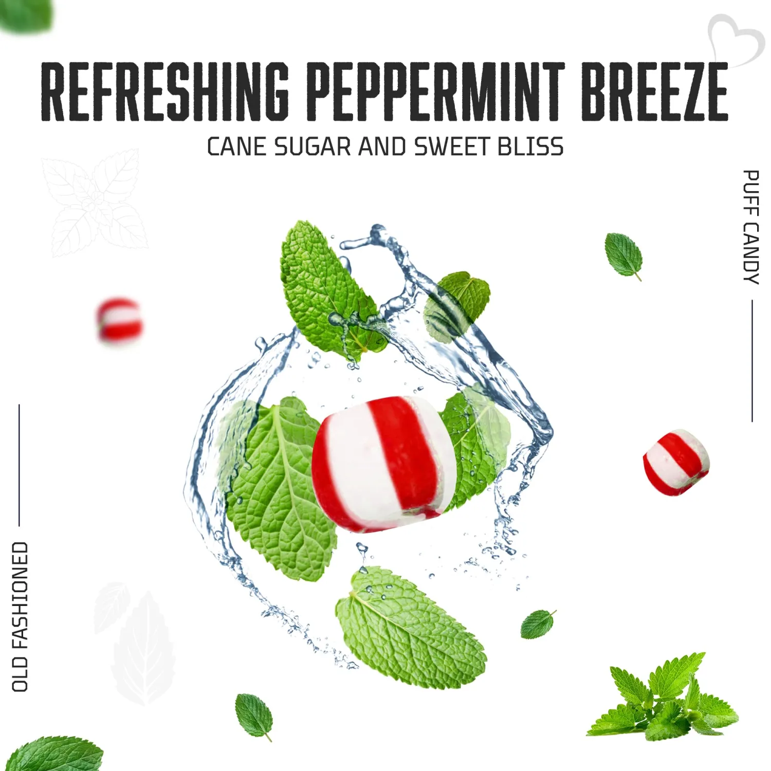 Stewart Old Fashioned Peppermint Candy Puffs | Individually Wrapped Candy | Pure Cane Sugar Candy | Fat-Free, Cholesterol-Free, Gluten-Free | Classic Soft/Hard Texture, Made in USA - 27 oz Tub