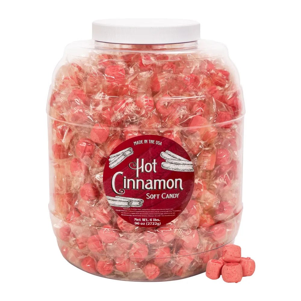 Stewart Old Fashioned Hot Cinnamon Candy Puffs | Red Cinnamon Candies Individually Wrapped Candy | Pure Cane Sugar Candy | Fat-Free, Cholesterol-Free, Gluten-Free | Made in USA - 96 oz Jar