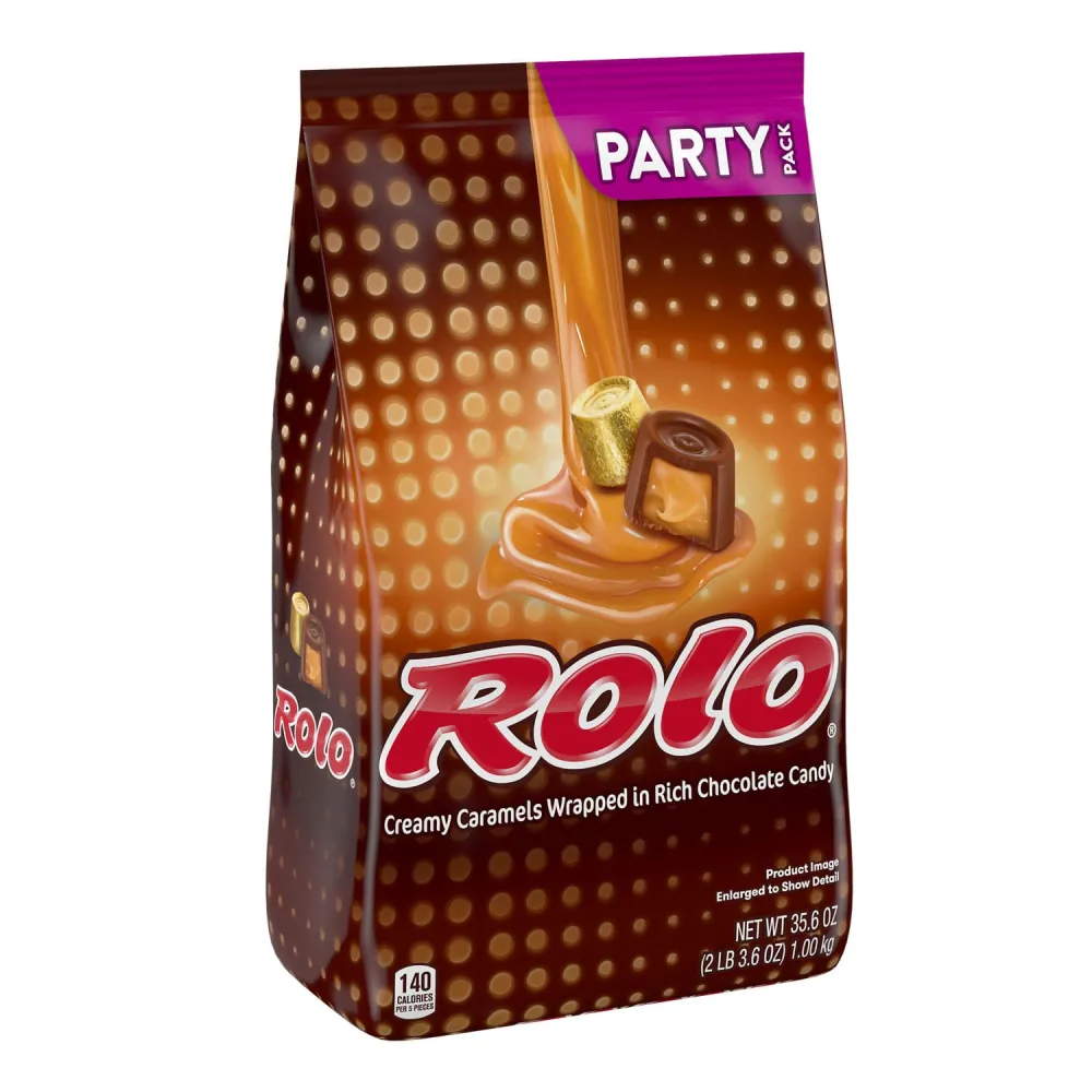 ROLO Creamy Caramels in Rich Chocolate, Christmas Candy Party Pack, 35.6 oz