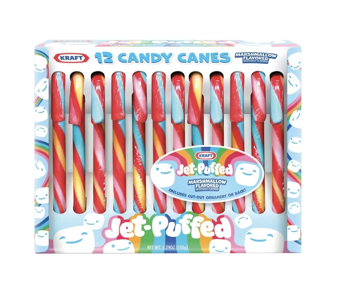 Jet-Puffed Marshmallow Flavored Candy Canes, 12 Count Box, 5.29 Oz