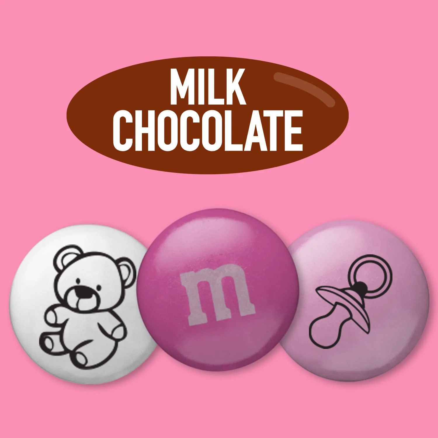 M&M'S Baby Girl Milk Chocolate Candy, 2lbs of Pink, Dark Pink & White Bulk M&M'S with It's A Girl Themed Icons for Baby Showers & Gender Reveal Parties