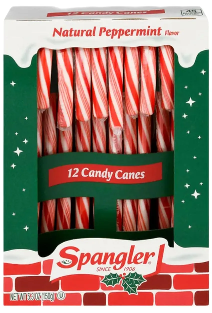 Spangler Classic Red and White Peppermint Candy Canes | Natural Peppermint Flavor | Gluten Free, Kosher| Individually Wrapped Christmass Candy - 24 Count | Joy Bringers Fridge Magnet