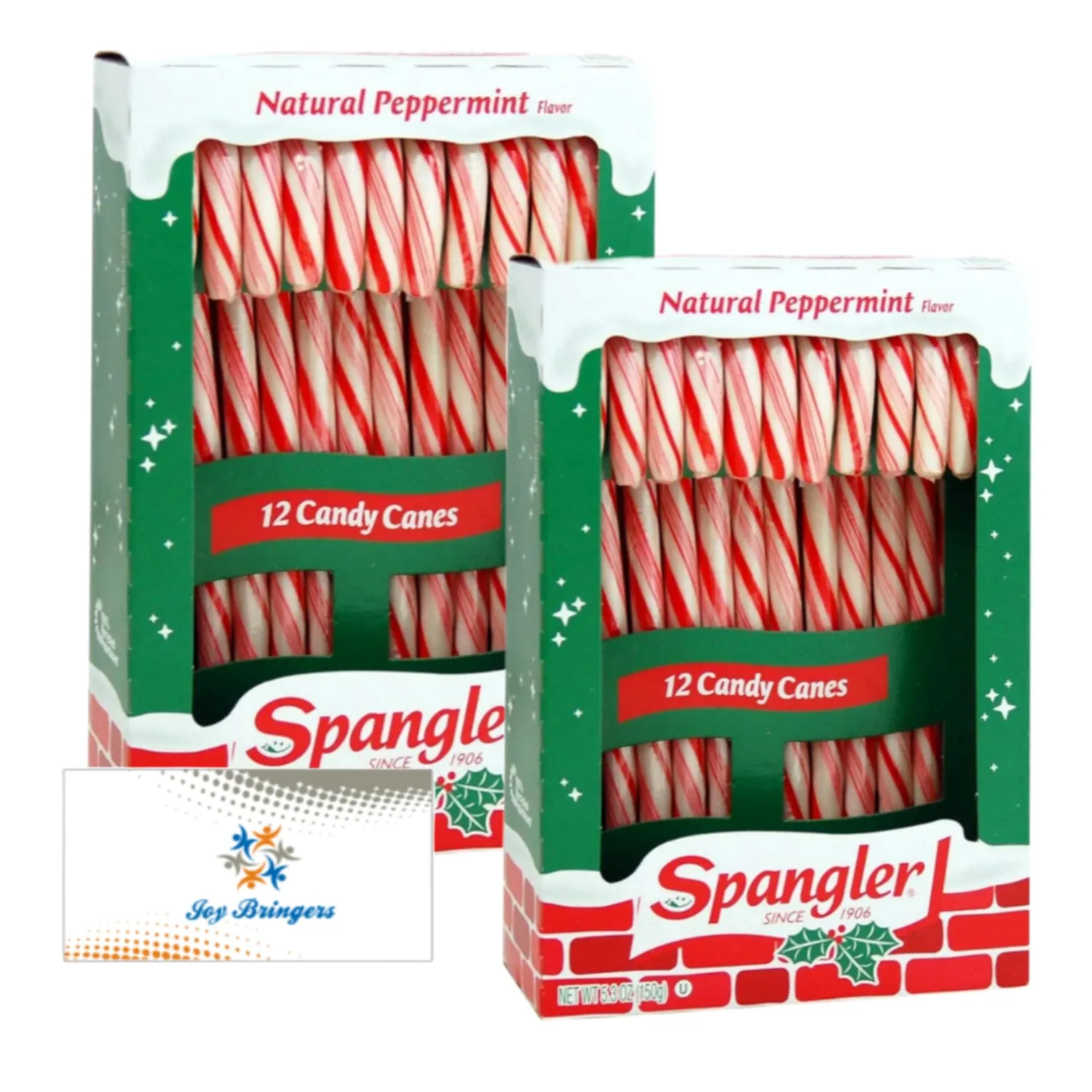 Spangler Classic Red and White Peppermint Candy Canes | Natural Peppermint Flavor | Gluten Free, Kosher| Individually Wrapped Christmass Candy - 24 Count | Joy Bringers Fridge Magnet