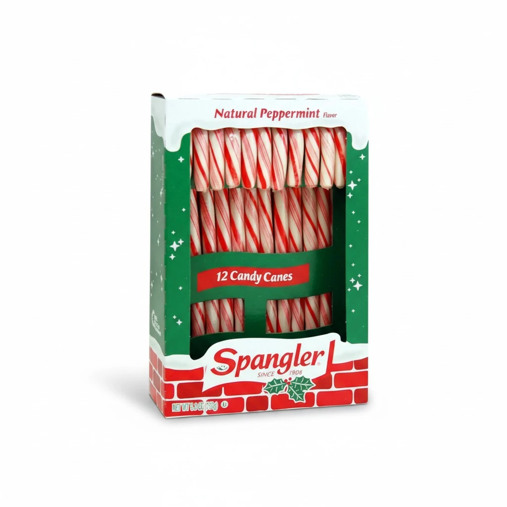 Spangler Classic Red and White Peppermint Candy Canes | Natural Peppermint Flavor | Gluten Free, Kosher| Individually Wrapped Christmass Candy - 24 Count | Joy Bringers Fridge Magnet