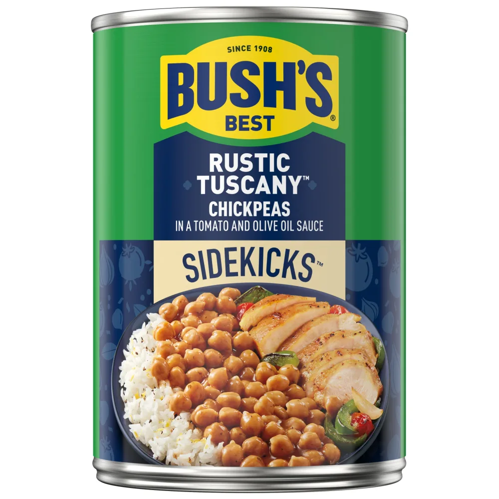 BUSH'S BEST 15.5 oz Canned Rustic Tuscany Chickpeas, Source of Plant Based Protein and Fiber, Low Fat, Gluten Free, (Pack of 12)