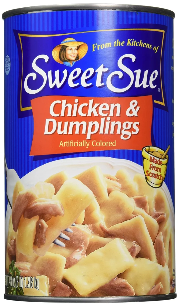 Bumble Bee Sweet Sue Chicken & Dumplings – Scratch Made Canned Chicken Dumplings, 14 Grams of Protein Per Serving - Food Service Size for Cafeteria, Bulk Pantry - 48 oz Can (Pack of 1)