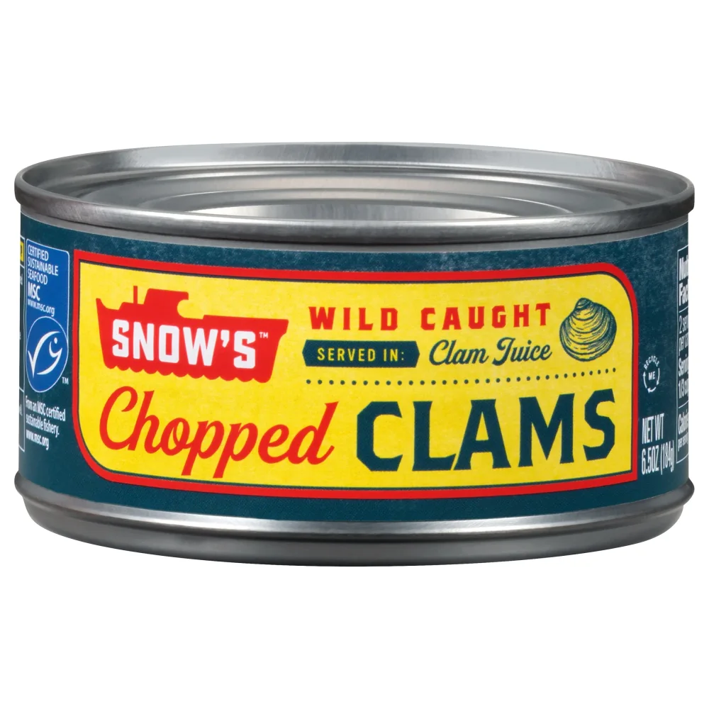 Snow's Wild Caught Chopped Clams Canned, 6.5 Oz Can - 5g Protein Per Serving - Gluten Free, Keto Friendly, 99% Fat Free - Great For Pasta & Seafood Recipes