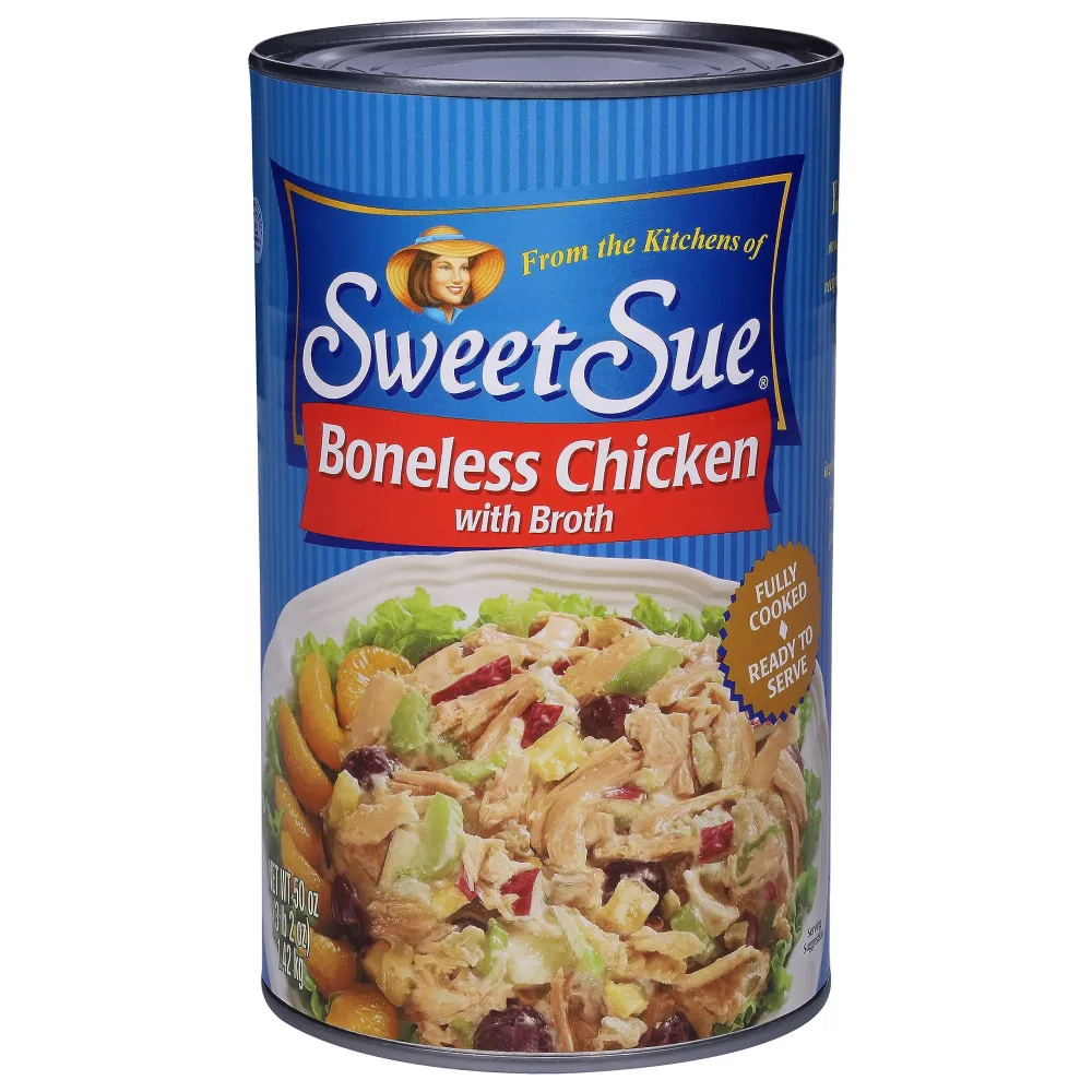 Bumble Bee Sweet Sue Boneless Chicken with Broth, Cooked Canned Chicken with 10g Protein Per Serving - Gluten Free, Keto Friendly – Food Service Size for Restaurant, Cafeteria Recipes - 50 oz Can (Pack of 1)