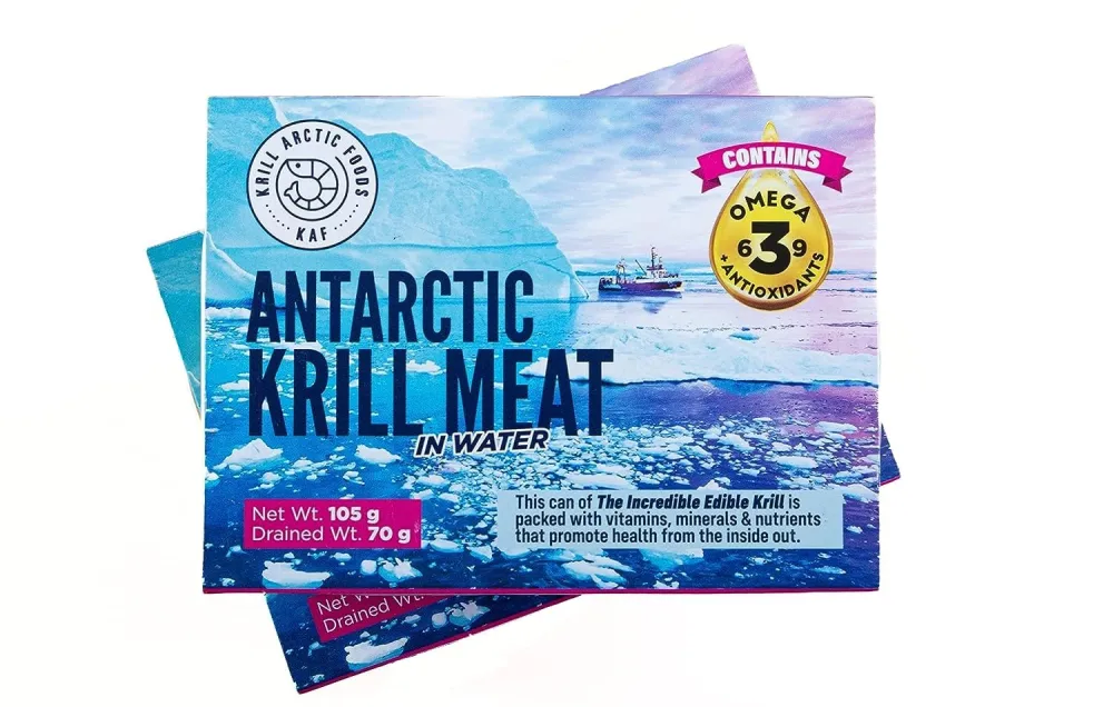 Krill Arctic Foods Antarctic Krill Meat - 2-Pack of Deluxe Krill Meat from Antarctic Waters! - Nutrient Rich, Delightful Canned Wild Meat and Seafood! 3.7 Oz.