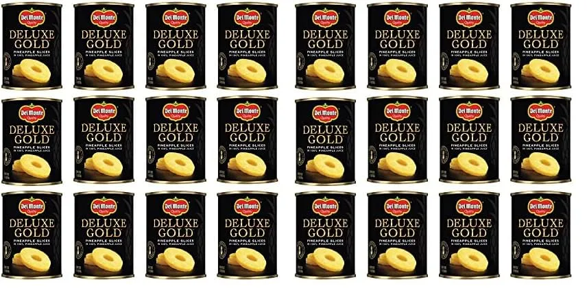 DEL MONTE DELUXE GOLD Canned Sliced Pineapple in 100% Juice, 24 Pack, 20 oz Can