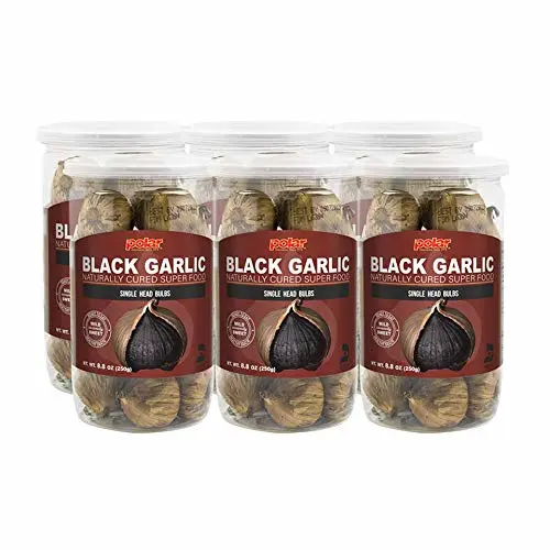 MW Polar Whole Black Garlic Bulbs, Easy Peel, All Natural, Healthy Snack, Ready to Eat, Chemical Free, Kosher Friendly, 8.8 Oz, 6 Pack