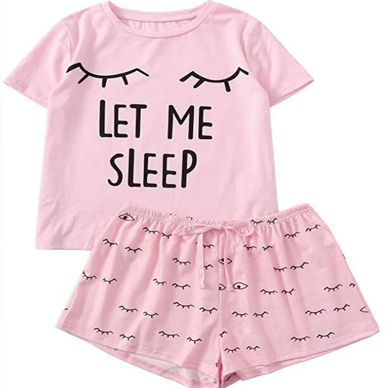 Summer Women's Letter Print Short-sleeve Shorts Two-piece Suit