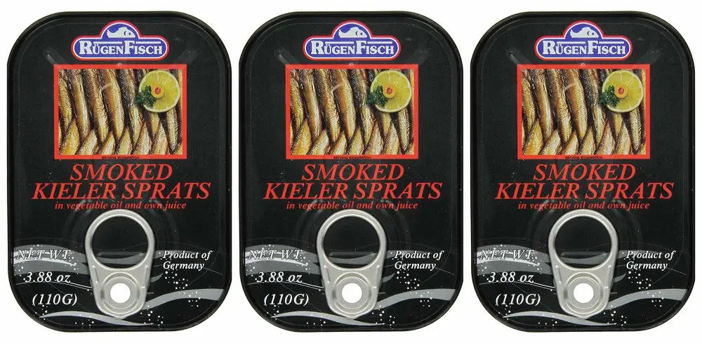 RügenFisch Smoked Kieler Sprats, 3.88 Ounce From Germany Pack of 3