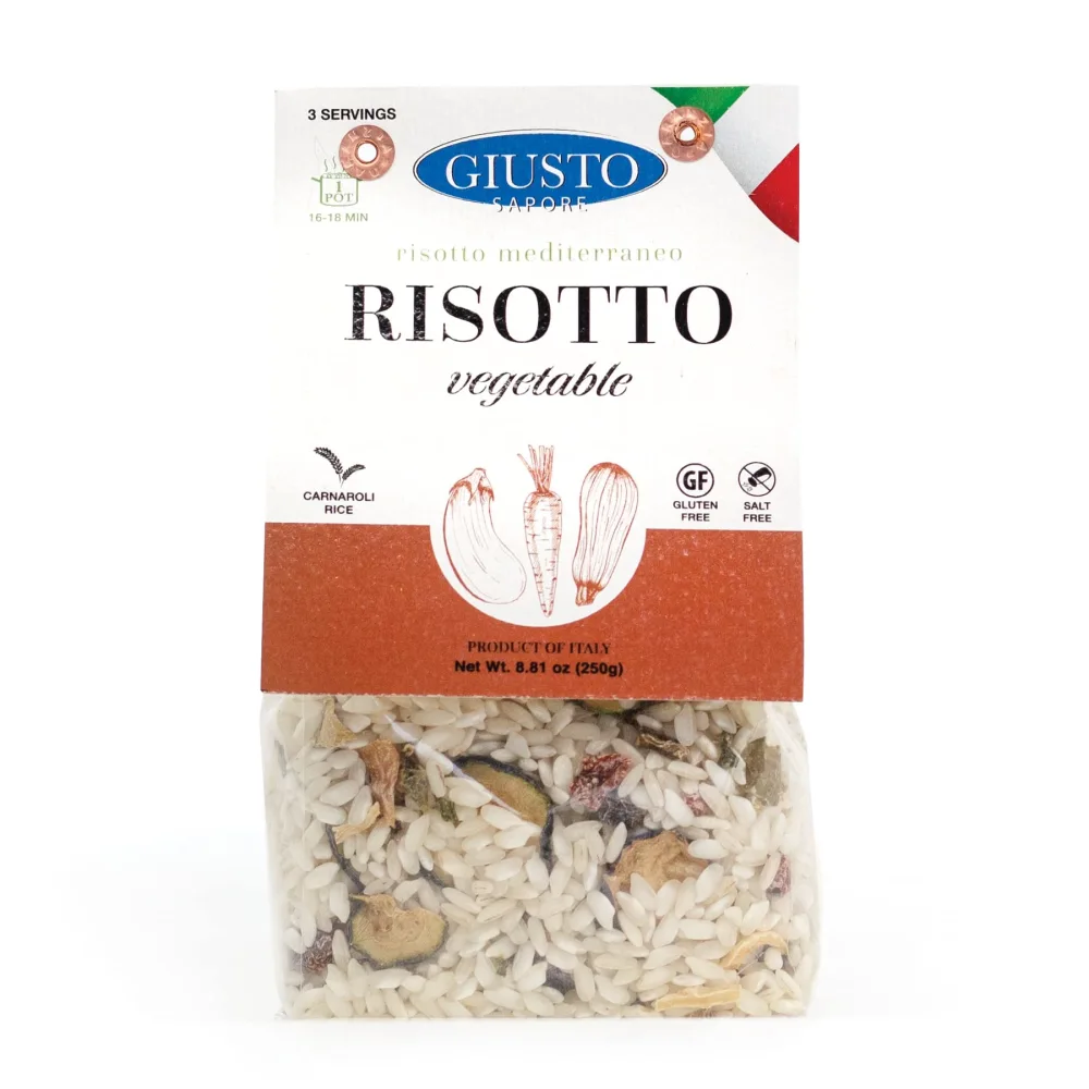 Giusto Sapore Italian Risotto - Vegetable - All Natural Gluten Free, No Added - Premium Gourmet 3-4 Serving Size, 8.81 oz - Imported from Italy and Family Owned