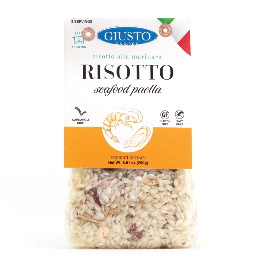 Giusto Sapore Italian Risotto - Seafood - All Natural Gluten Free, No Added Salt - Premium Gourmet 3-4 Serving Size, 8.81 oz - Imported from Italy and Family Owned