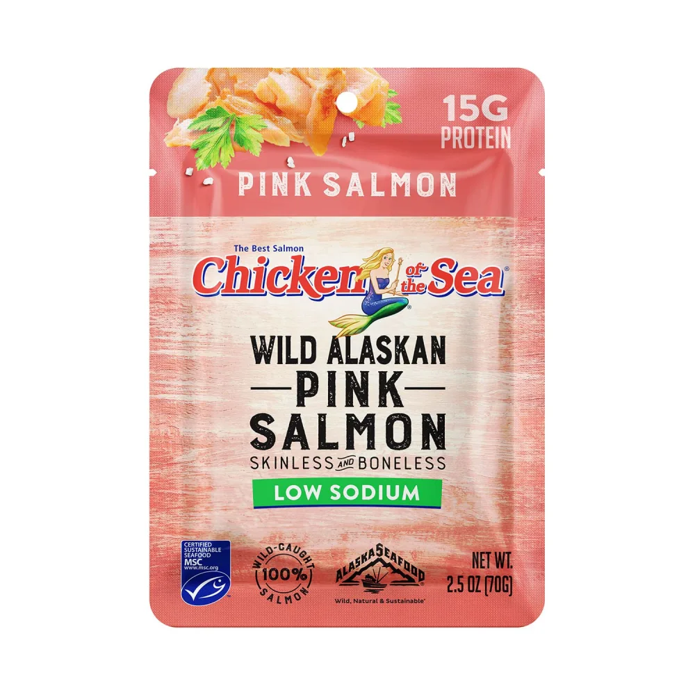 Chicken of the Sea Pink Salmon, Wild Caught, Skinless & Boneless, Low Sodium, 2.5 oz. Packet (Box of 12)