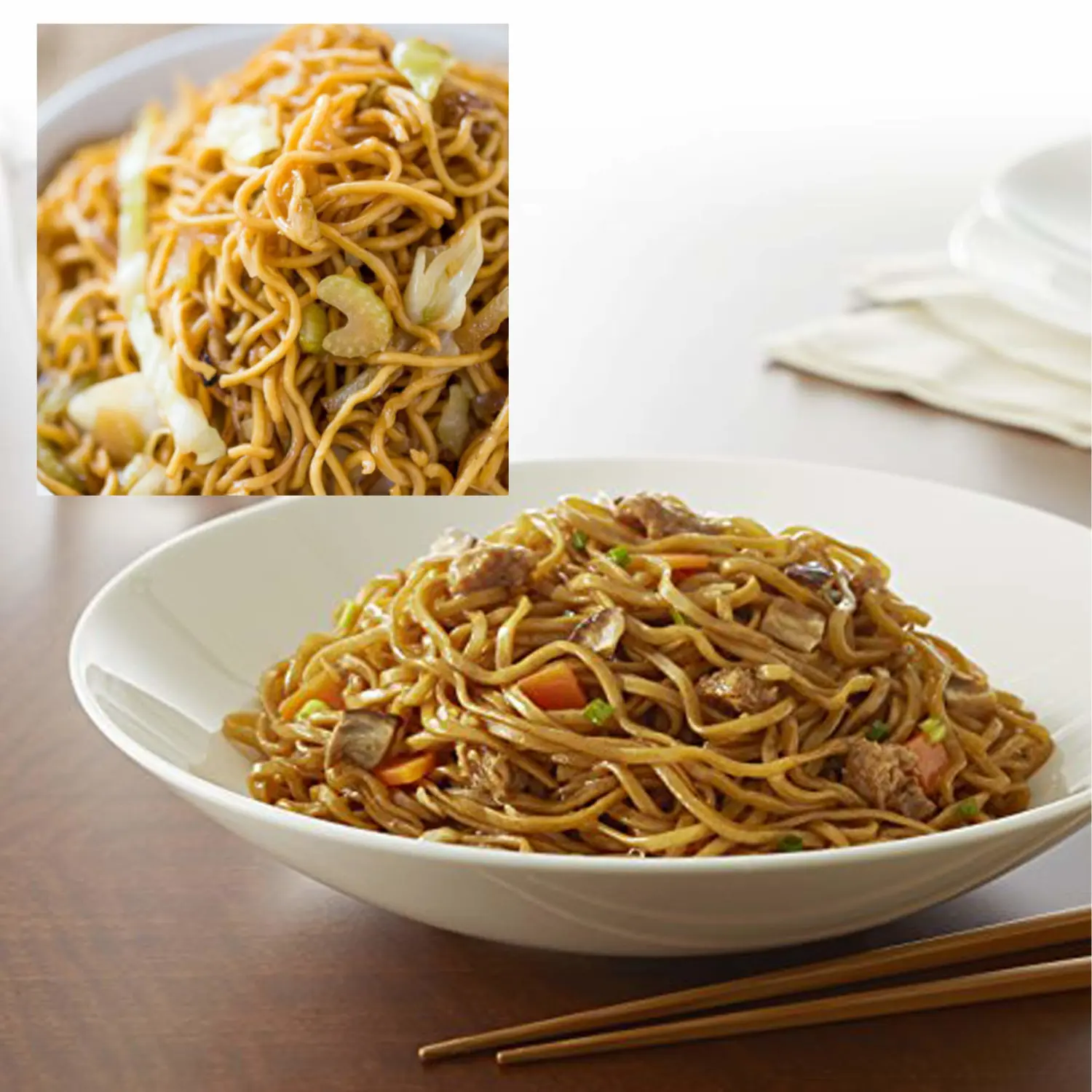 Nissin Chow Mein Noodles, Teriyaki Chicken Flavor in bundle with Teriyaki Beef Flavor 4 oz. each (4 pack)