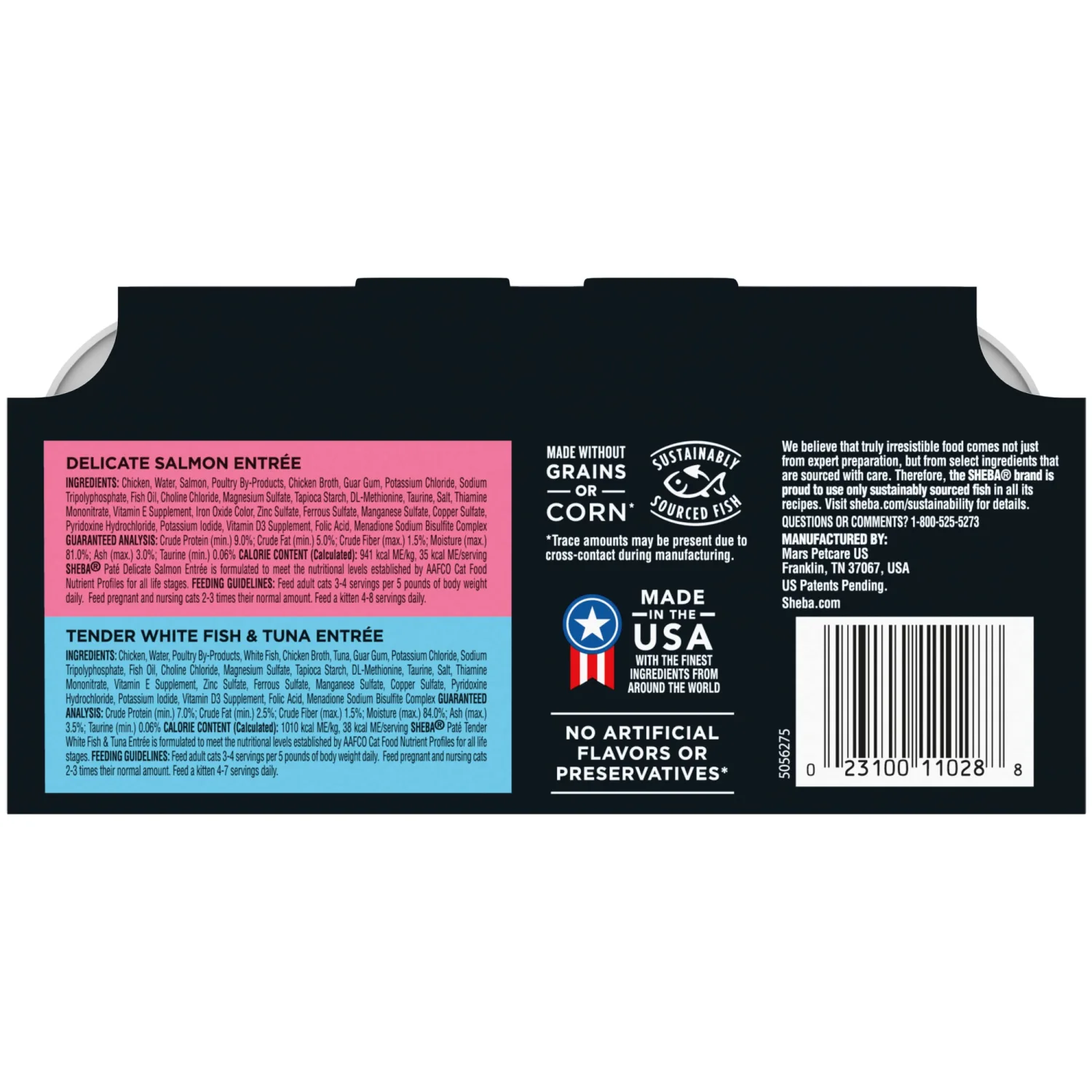 SHEBA PERFECT PORTIONS Cuts in Gravy Adult Wet Cat Food Tray, Delicate Salmon and Tender Whitefish & Tuna Entrée, Twin-Pack - 12 Count (Pack of 2)