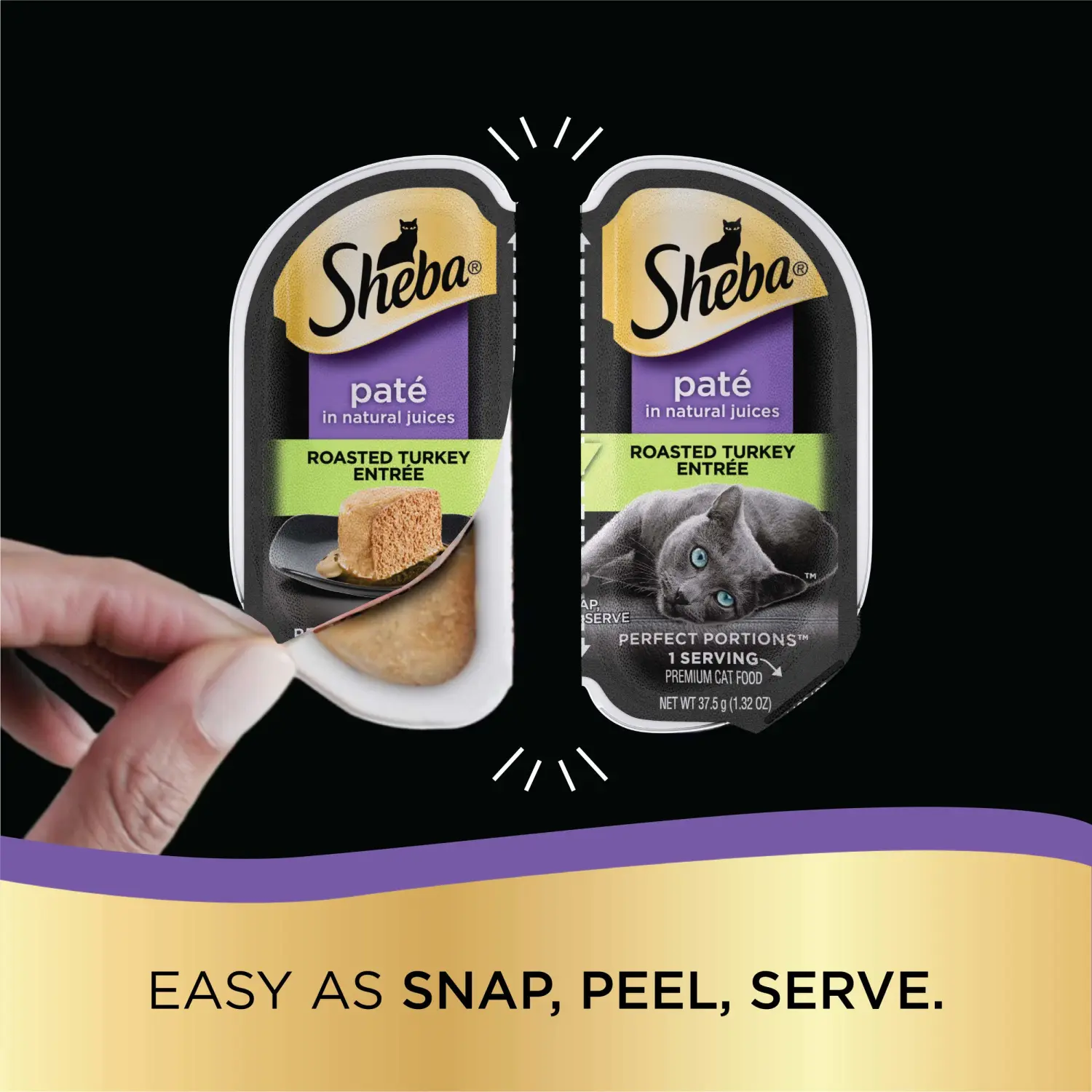SHEBA PERFECT PORTIONS Paté Wet Cat Food Trays, Roasted Turkey Entrée, Easy Peel Twin-Pack Tray