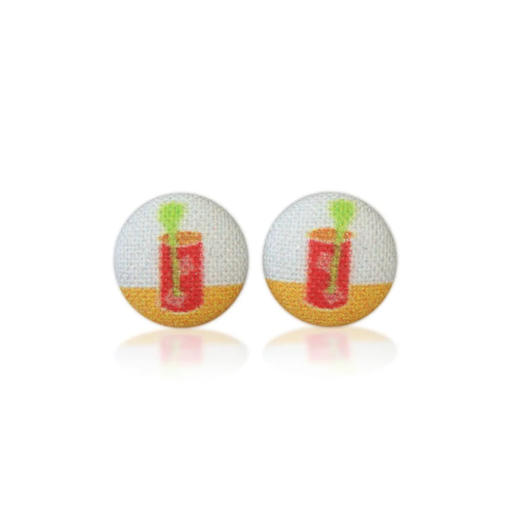 Bloody Mary Fabric Button Earrings