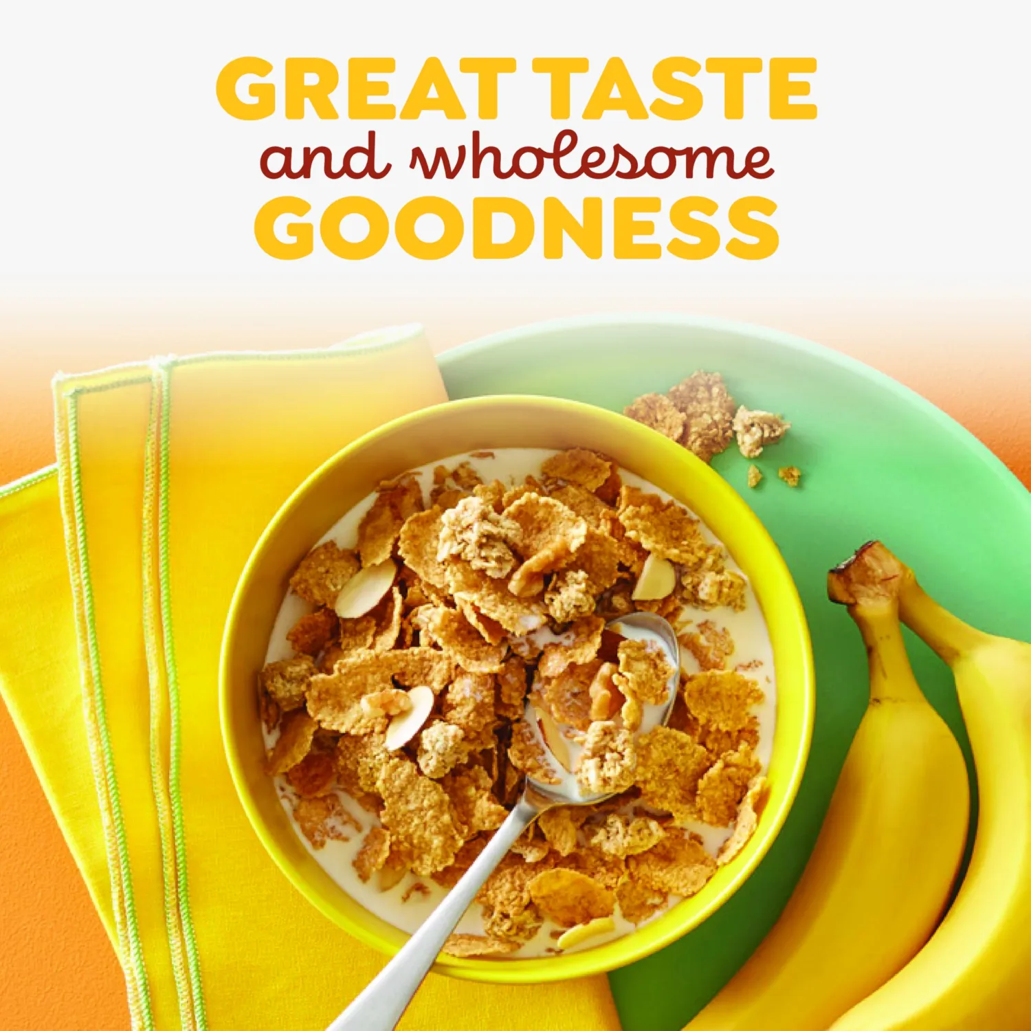 Post Great Grains Banana Nut Crunch Cereal, Cereal with Banana Clusters and Sliced Almonds, Non-GMO Project Verified, 15.5 OZ Box