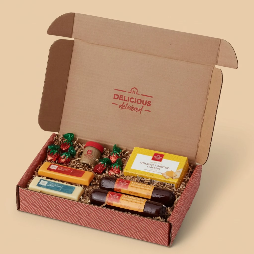 Hickory Farms Farmhouse Sausage & Cheese Medium Gift Box | Gourmet Food Gift Basket, Perfect For Family, Birthday, Sympathy, Congratulations Gifts, Retirement, Thinking of You, Business Gifts